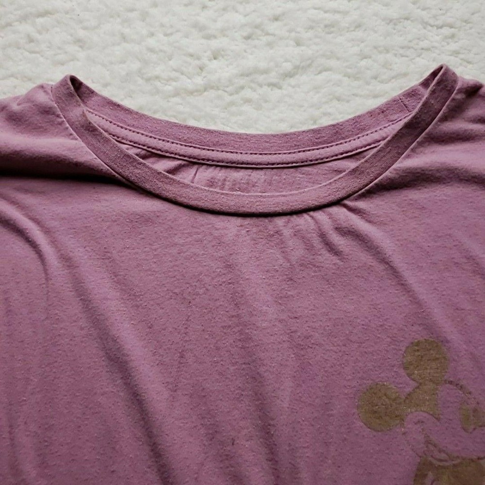 Disney Shirt Womens Large Purple Crew Neck Long Sleeve Mickey Mouse Graphic Top